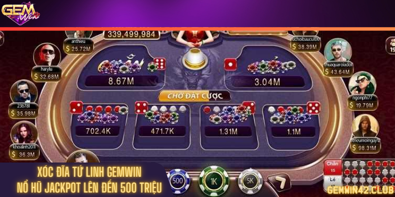 Xóc đĩa tứ linh Gemwin - Nổ hũ jackpot lên đến 500 triệu